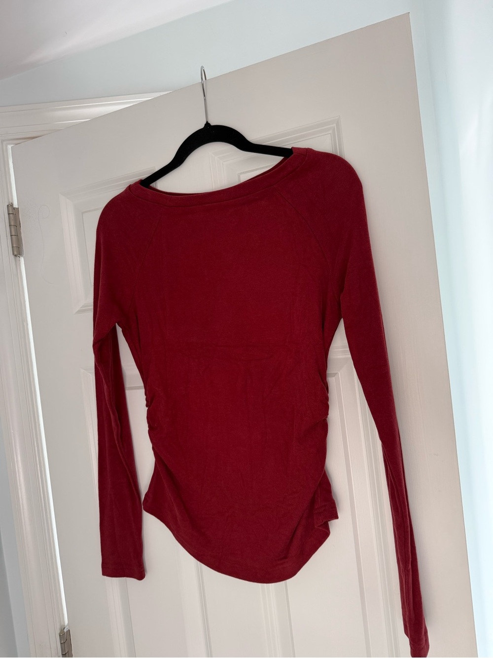 Cider Long-Sleeve Crew Neck Top in Wine Red